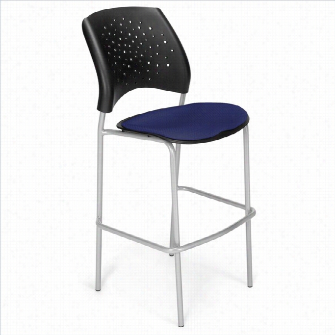 Ofm Star 31.25 Silver Stool In Navy