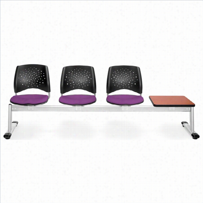 Ofm Heavenly Body Beam Seating With 3 Seats And Table In Plum And Cherry