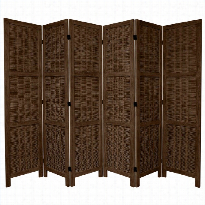 Oriental Bamboo Mtachstick 6 Panel Room Divider In Brown