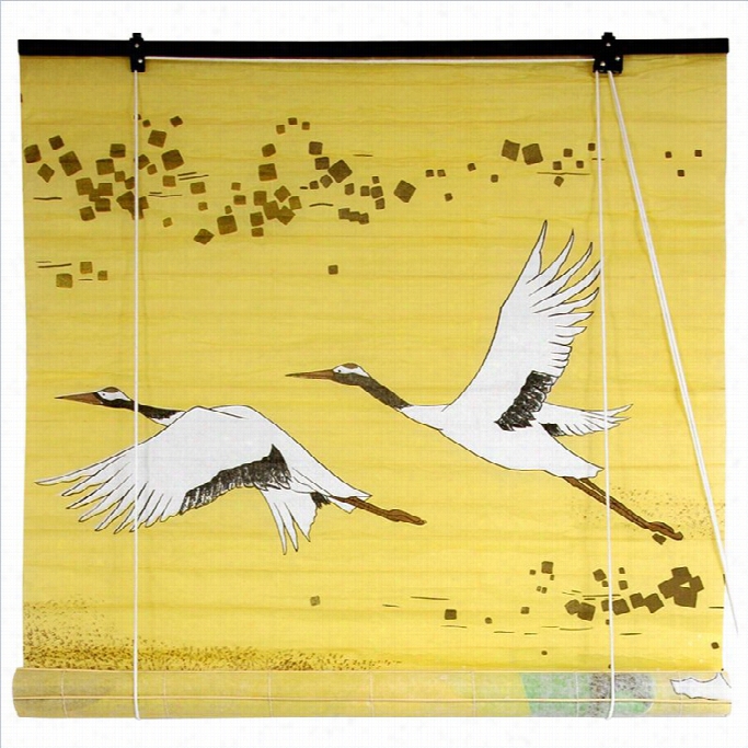 Oriental Equipage Cranes Blinds In White-36 Inches