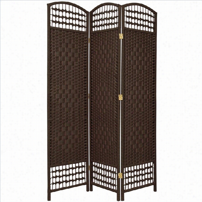 Oriental Furniture Th Ree Panel Fiber Weave Rooom Divider In Dark Mocha