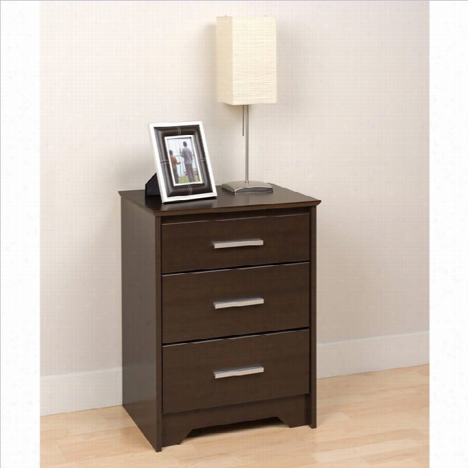 Prepac Coal Harbor Tall 3 Dawer Nightstand In Espresso Finish