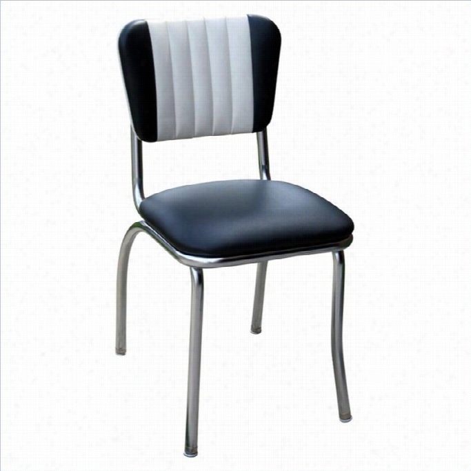Richardson Seating Retro 1950s Pair Tone Chnanel Back Diner Diniing Chair In Black And White