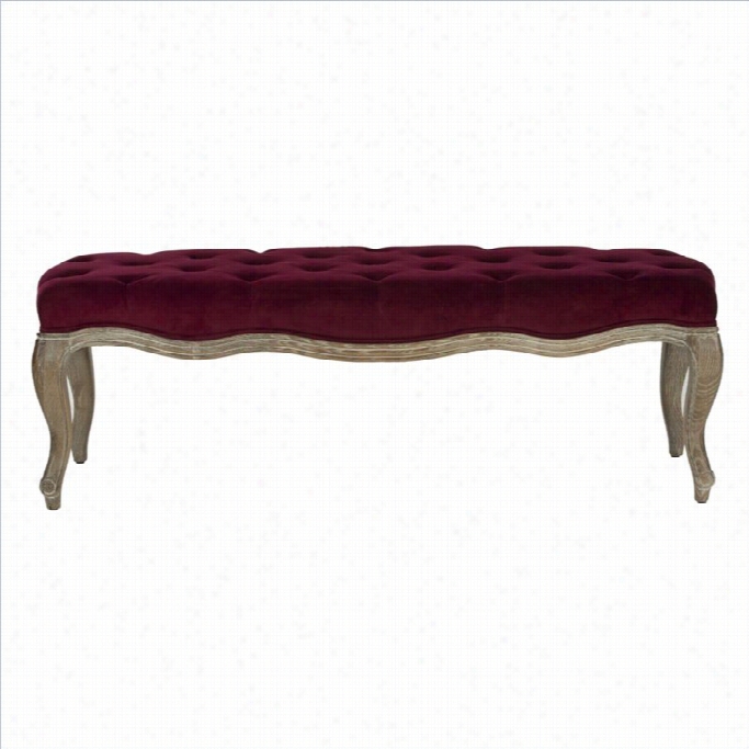 Safavie Hramsey Oak Bench In Red Velvet