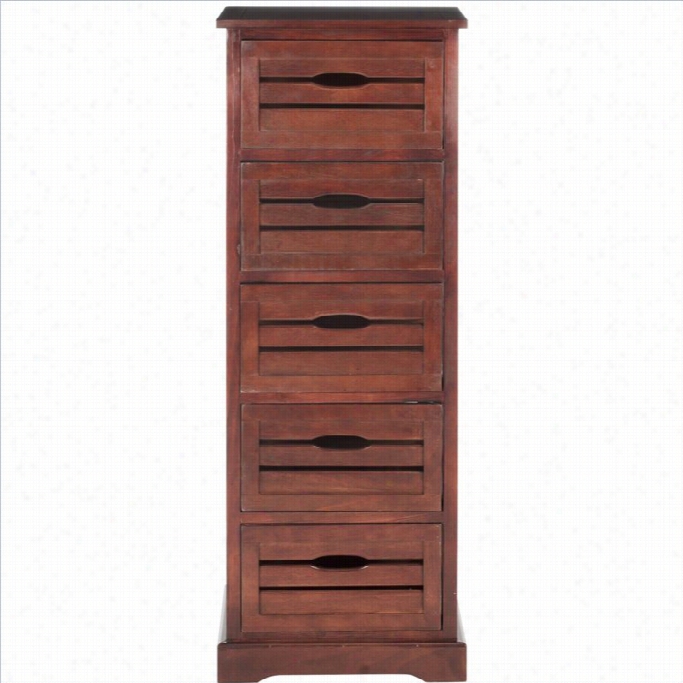 Safavieh Sarina Pine 5 Drawer Ccabinet In Cherry