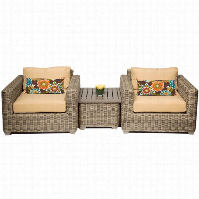 Tkc Ape Cod  3 Piece Exterior Iwcker Sofa Set In Sesame