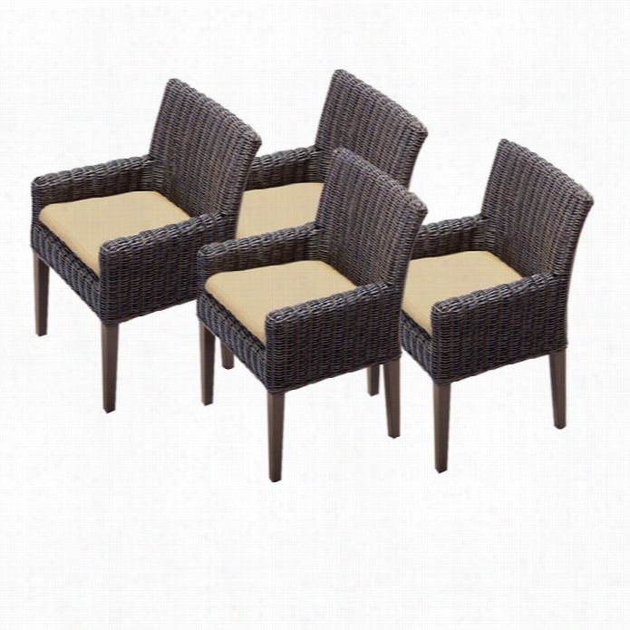 Tkc Venice Wicker Patio Arm Dining Chairs In Sesame (seto F 4)