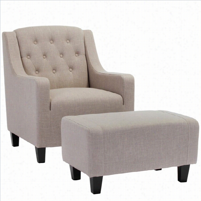 Trent Home Rodrio Club Chair And Ottoamn In Beige