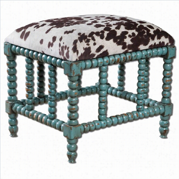 Uttermost Chahna Upholstered Small Judge's Seat In Aua Blue