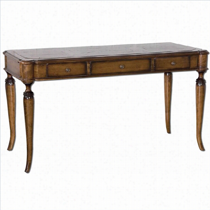 Uttermost Colter Distressed Solid Wood Writing Desk In Honey Stained