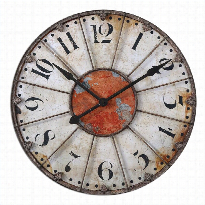 Uttermost Ellsworth 29 Wall Clock In Rust Red And Rustic  Bronze