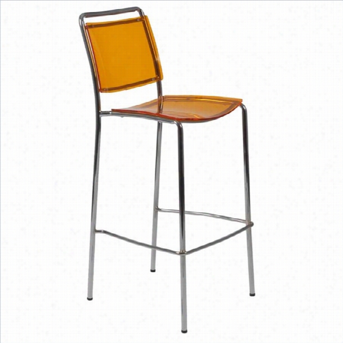 30 Bar Stool In Orange And Chrome