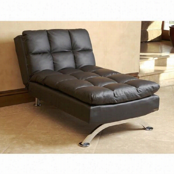 Abbyson Existing Reedley Leather Euro Lounger In Black