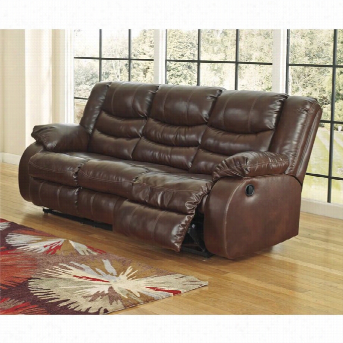 Ashley Linebacket Leather Reclining Sofa  In Espresso