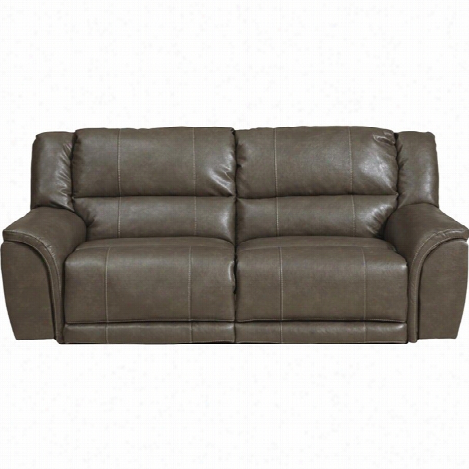 Catnapper Carmine Lay Flat Reclining Leather Sofa In Smoke