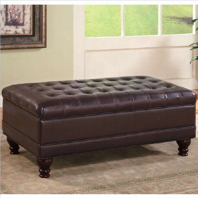 Coaster Dark Brown Tradit Ional Oersized Faux Leather Storage Ottoman