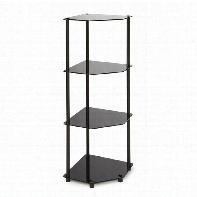 Suitableness Concepts Cl Assic Glass 4 Tier Corer Shelf In Mourning