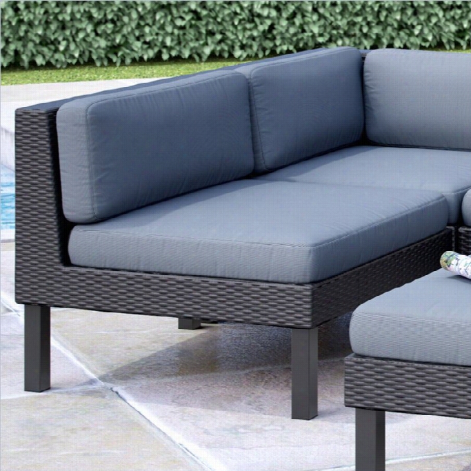 Corliiving Oakland Patio Middle Seat In Textured Black Weave