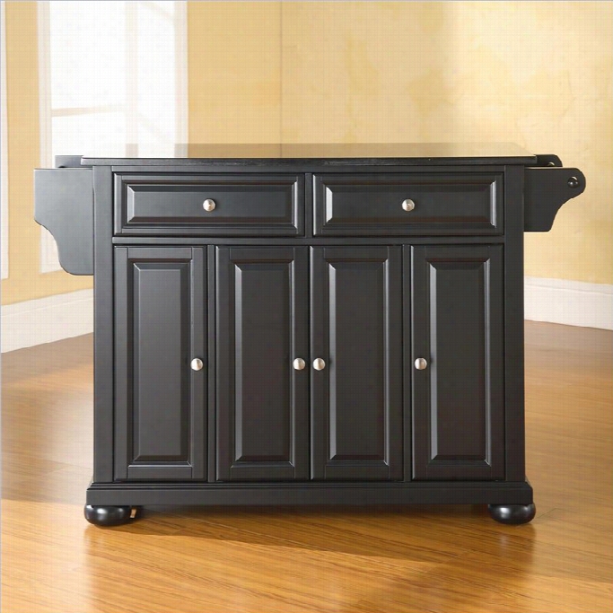 Crosley Furrniture Alexandria Solid Black Granite Otp Kitchen Island In Black Finish