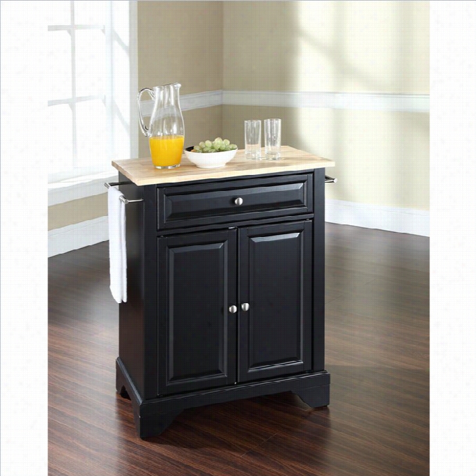 Crosley Furniture Lafyaettee Naturla Wood Top Kitchen Island In Black