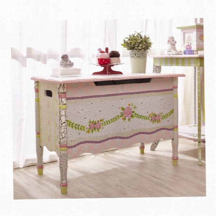 Fantasy Fieds  Hand Carvedcrackled Rose Toy Chest