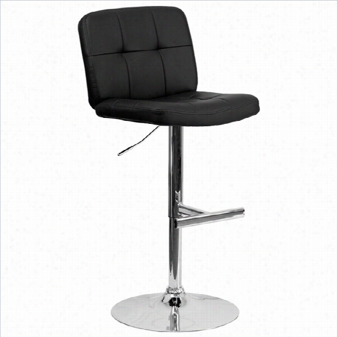 Flash Furniture 2 To 34 Tufted Adjustable Bar Stool In Black