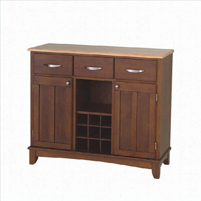 Home Styles Furniture Large Cherrh Base And Natural Wood Top Buffet