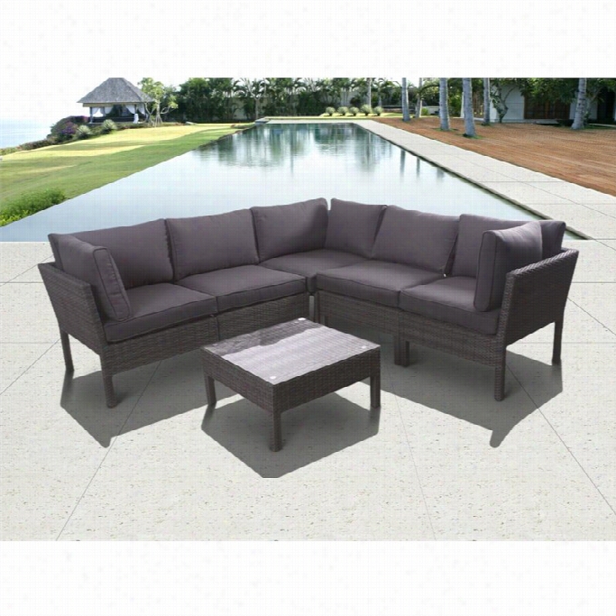 Infinity 6 Pc Wicker Patio Seating Set In Grey With Grey Cushion S