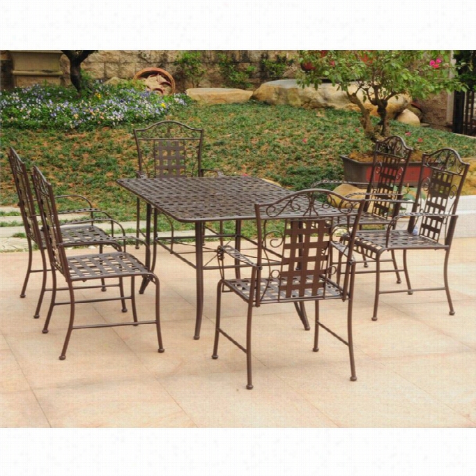 Internaational Caravan  Mandalay 7 Pc Patio Dining Set In Mat Te Brown