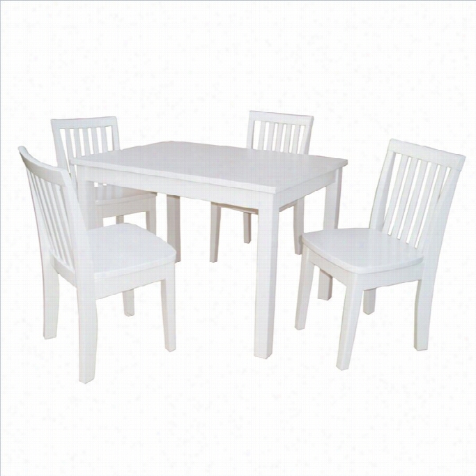 Internationall Concepts 5 Piece Missiob Table Set In Linen White