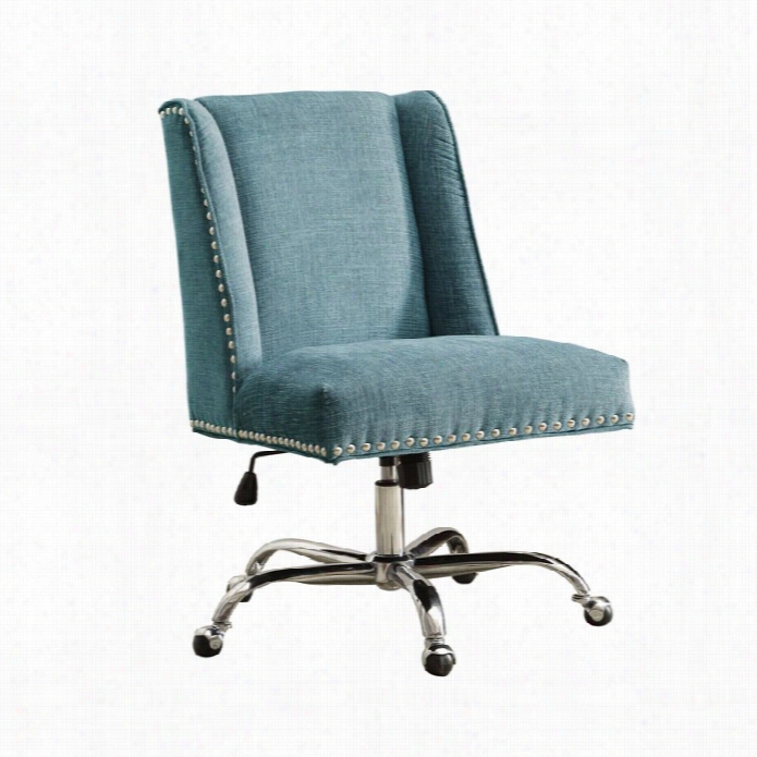 Linon Draper Armless Upholtered Office Chair In Aqua