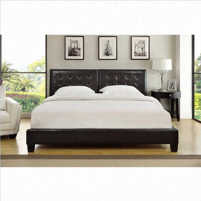 Modus Furnitur Ledge Upholsered Tufted Plattform Bed In Chocolate-twin