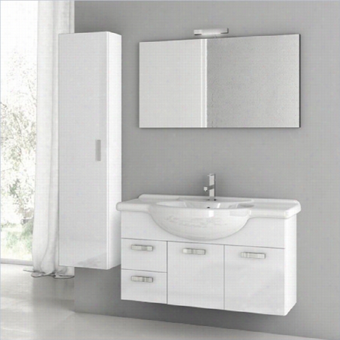 Nameek's Phinex 40 Wall Mounted Bathroom Vanity Set In Glossy White