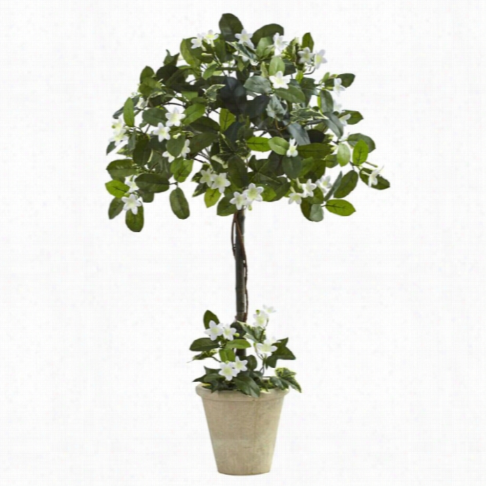 Nearly Natural 3' Stephanotis Topiary With Planter