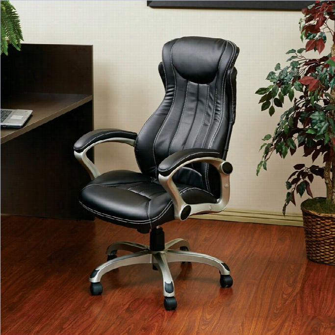 Office Star Eh Series Eco Leatheer Office Chair In Black And Silver