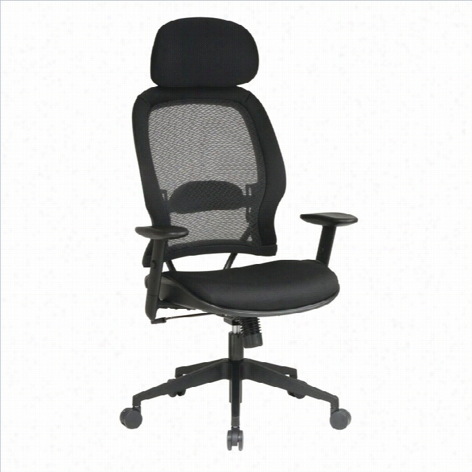 Office Asterisk Space Collection: Air Gris Mesh Back And Fwbfic Seatw Ith Adjustable Headrest Deluxe Office Chair In Black