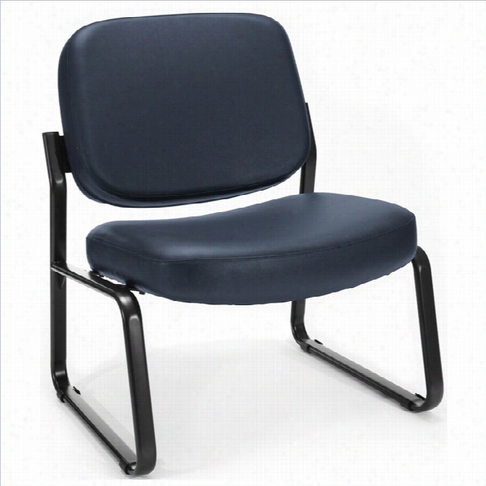 Ofm Big And Tall Reception Vinyl Armless Guest Chair In Navy