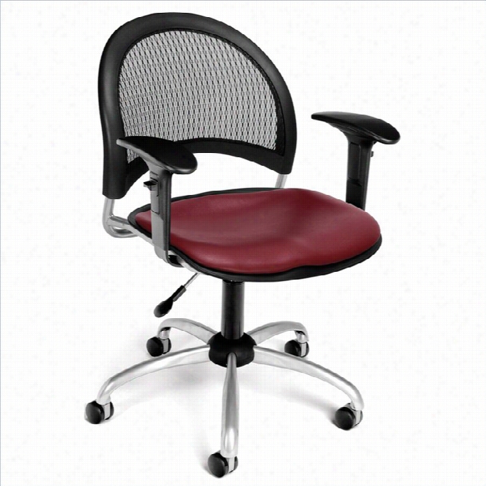 Ofm Moon Swivel Vinyl Office Chair With Arms And In Wine