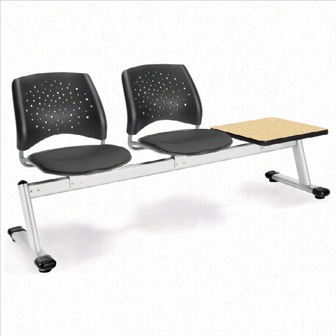 Ofm Star Beam Seating With 2 Seats And Table In Slate Grey And Oak