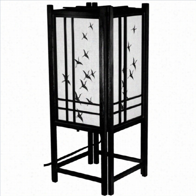 Oriental Furniture 18 Cranes Shoji L  In Black