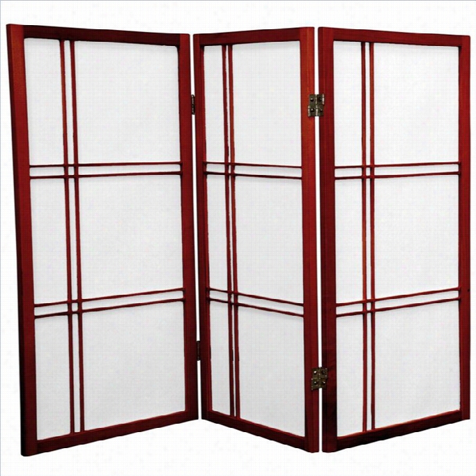 Oriental Furniture 3' High  Shoji Screen With 3 Panel In Rosewood