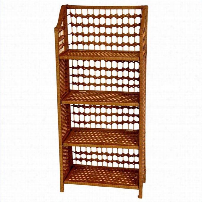 Oriental Furniture 4 Shelf Shelving Unit In Honey