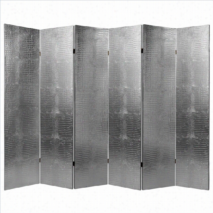 Oriental Furniture 6' Tall Crocodile Room Divider In Silver