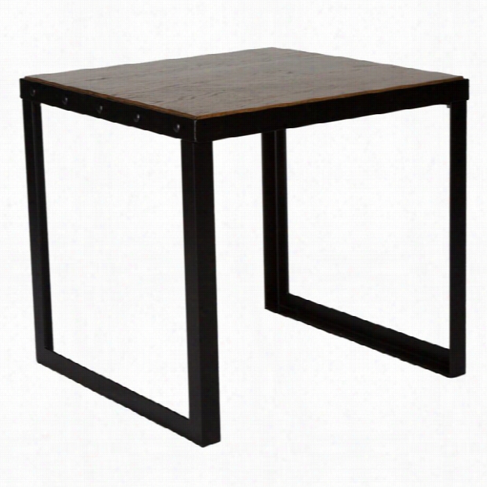 Proman Belvidere Chic End Table In Walnut And Black