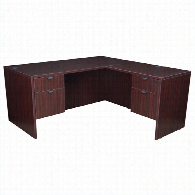 Regency Legacy Desk With Pedestals And Return In Mahogany-6 0inch