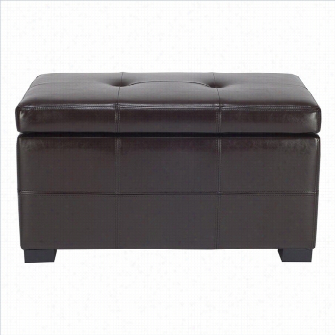 Saafvieh Small Maiden Tufted Leather Storage Ottoman In Brown