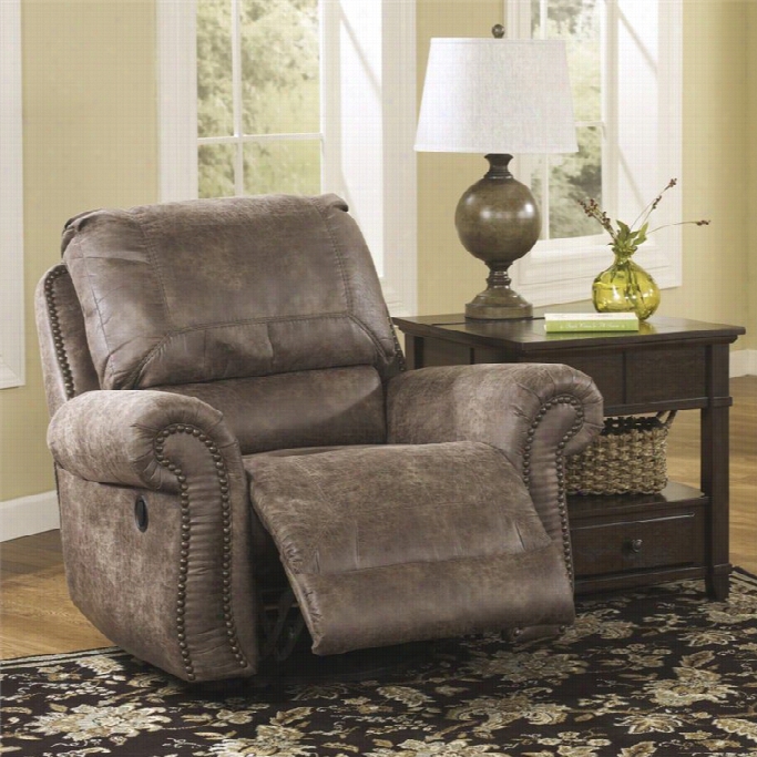 Signature Design By Sahley Furniture O Berson Mic Rofiber Swivel Glider Reclier In Gunsmoke