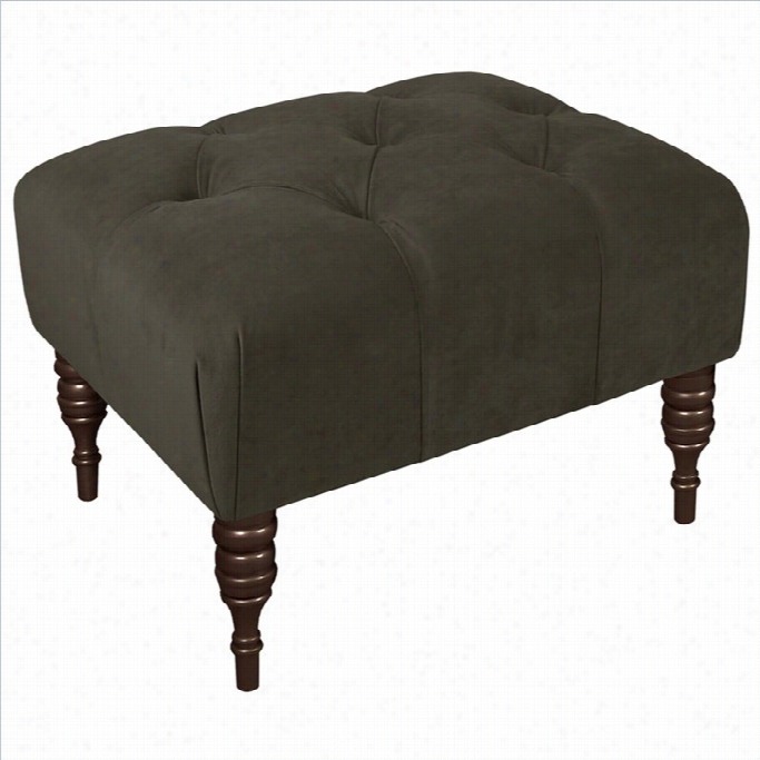 Skyline Furniture Tufted Square Ottoman In Pewter