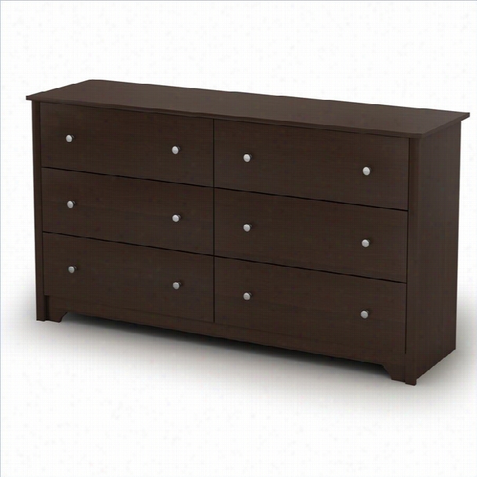 South Shore Breakwater 6 Dr Awer Double Dresser In Chocolate Finish