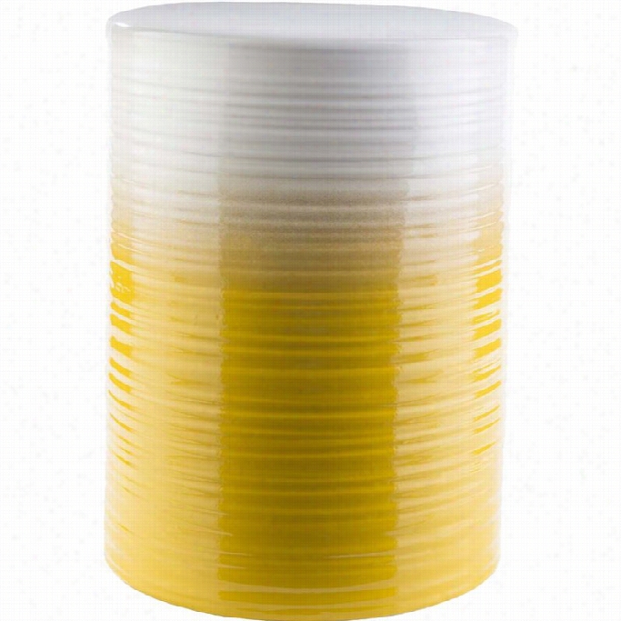 Surya Waverly 18.1 X 12.8 Ceramic  Stool In Glossy Yellow